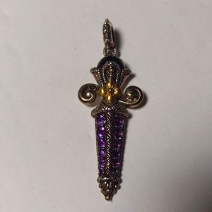 RARE Barbara Bixby SS 18k Amethyst Onyx Slide Enhancer Pendant Charm